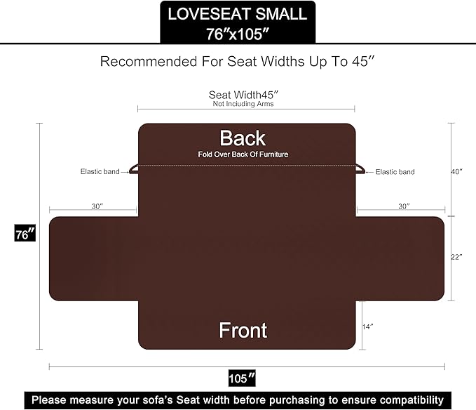 U-NICE HOME Loveseat Sofa Cover Reversible Couch Covers for 2 Cushion Couch for Dogs Friendly Furniture Protector with Elastic Straps Water Resistant (Loveseat Small, Coffee/Beige)