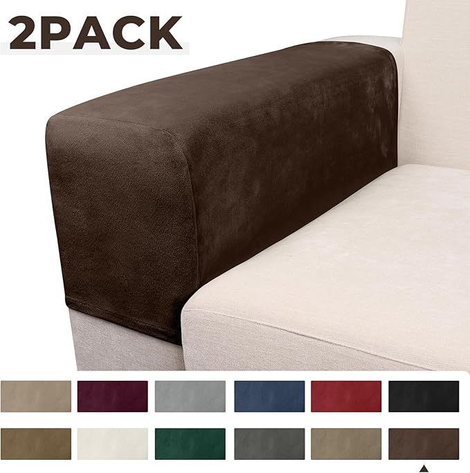 Couch Arm Covers 2 Pcs Sofa Armrest Covers Stretch Couch,Armrest Cover for Chairs Scratch-Resistant Sofa Arm Cover Armchair Slipcovers,Coffee