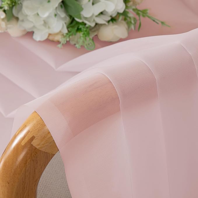 OWENIE Sheer Curtain 72 Inches Long 2 Panels Set, Elegant Airy Transparent Rod Pocket Sheer French Door Curtains & Drapes for Living Room Bedroom, Blush Sheer Window Treatments, 42WX72L inch