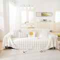 HANDONTIME White Sofa Covers Dog Couch Cover Rabbit Plush L Shaped Couch Covers Faux Fur Sofa Slipcovers for 3 Seat Cushion Couches Shaggy Couch Cover Blanket Washable Thick Soft, 71" X118"