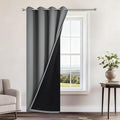 Yakamok 100% Blackout Curtains 84 Inches Long, 2 Thick Layers Heat and Full Light Blocking Soft Thermal Insulated Drapes for Bedroom(52" Wide Each Panel, Grey, 1 Panel)