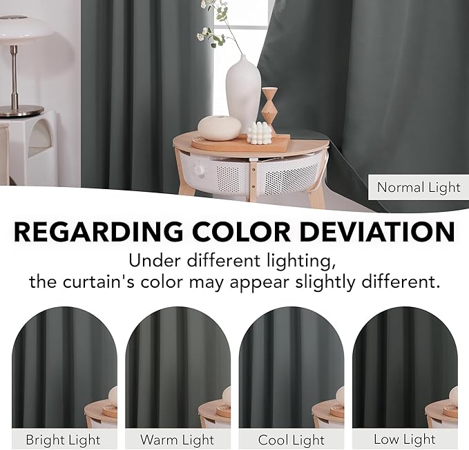 Deconovo Blackout Curtains, Thermal Insulated, W42 x L84 2 Panels, Back Tab, Machine Washable, Room-Darkening Drapes for Bedroom/Living Room Dark Grey