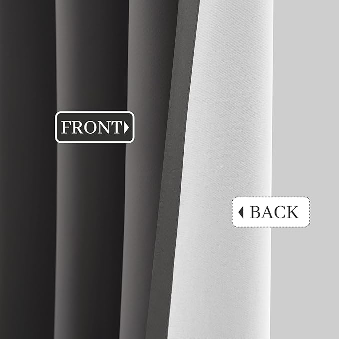 Yakamok Dove Grey 100% Blackout Curtains Grommet Window Treatments with 2 Thick Layers-Light Gray Room Darkening Thermal Insulated Drapes Set of 2 for Bedroom Living Room 52 Inches by 72 Inches length