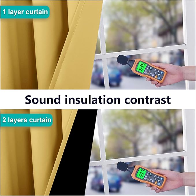 NICETOWN Full Shading Curtains 90 inches Long 2 Panels Set for Windows, Super Heavy-Duty Black Lined Blackout Curtains for Bedroom, Privacy Assured Window Treatment (Bright Yellow, Pack of 2, 52" W)