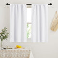 RYB HOME French Door Window Curtain Covering, Rod Pocket Thermal Insulated Privacy Non See Through Drapes for Bathroom Window, Width 29 by Length 45, Pure White, 2 Panels