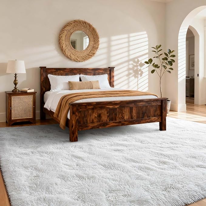 9x12 Ft Extra Large Shag Rugs for Living Room, Ultra Soft Fluffy Furry Area Rugs for Bedroom Indoor Floor, Aesthetic Carpet for Kids Home Decor (White)