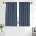 Pony Dance Blackout Curtain Panels for Kitchen, Cafe Curtains for Bathroom, Room Darkening Blackout Draperies Window Treatment Tiers (2 Panels, Blue Haze, 34x45 Inch)