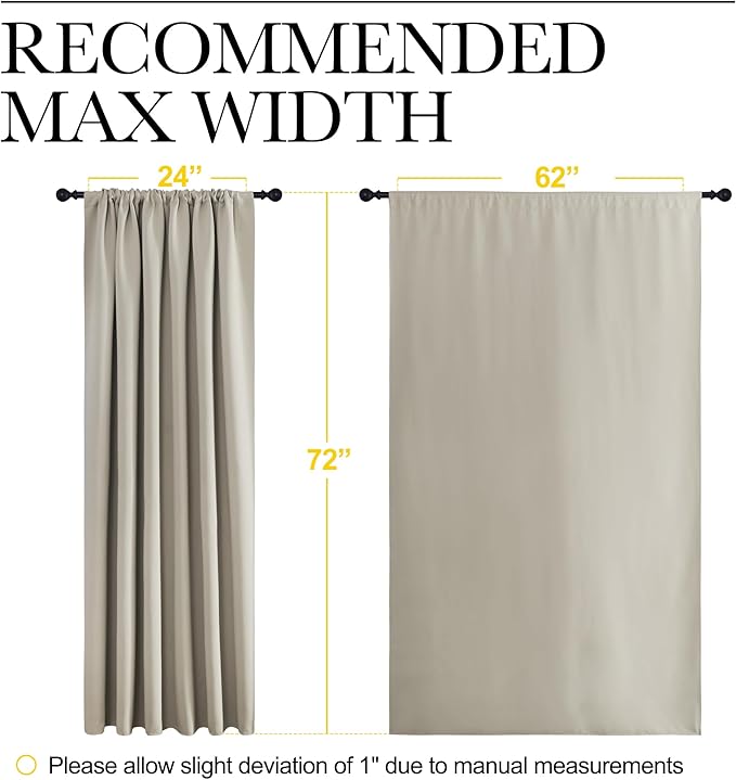 NICETOWN 2 Panels Blackout Curtains, Rod Pocket Window Curtains Room Darkning Drapes for Bedroom/Living Room, Thermal Insulated Solid Draperies for Home Office/Study, 62 by 72-Inch, Natural