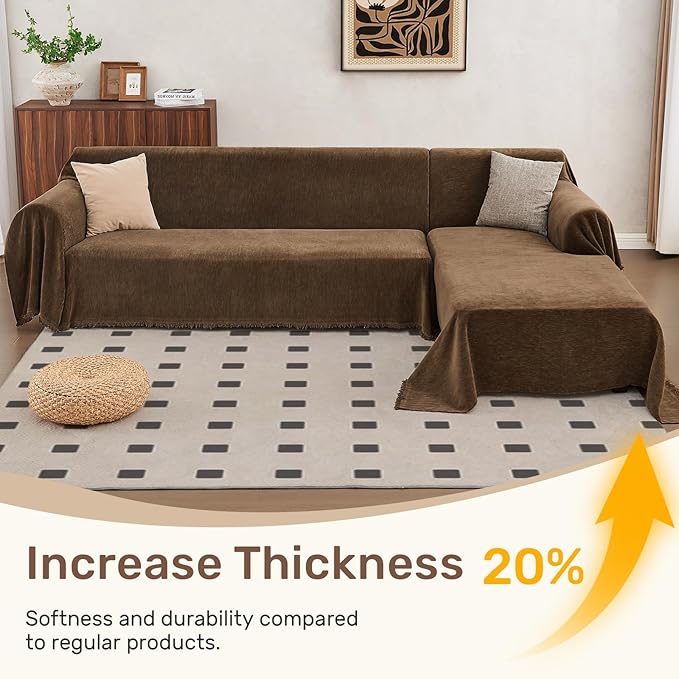 Sectional Couch Covers, 2 Pieces Washable L Shaped Couch Covers Sofa Blanket for Dogs Pet Friendly Sectional Sofa Slipcovers Furniture Covers,71"x 102"+ 71"x 110",(Large,Coffee)