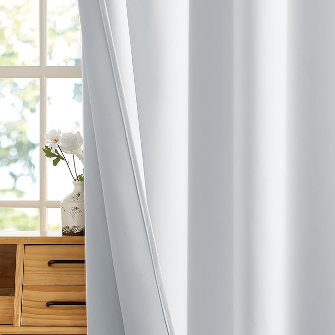RYB HOME White 100% Blackout Curtains, Short Thermal Insulated Heat & UV Blocking Total Room Darkening Privacy Drapes for Small Window, Width 42 by Length 48, White, 2 Panels
