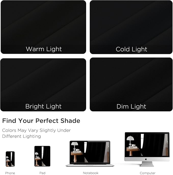 CUCRAF Custom Blackout Curtains for Bedroom Living Room, Rod Pocket Room Darkening Curtain Thermal Insulated Light Blocking Window Drapes 1 Panel (Custom Size, Black)