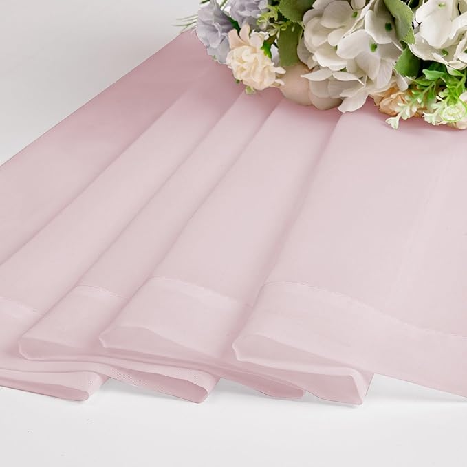 OWENIE Sheer Curtain 72 Inches Long 2 Panels Set, Elegant Airy Transparent Rod Pocket Sheer French Door Curtains & Drapes for Living Room Bedroom, Blush Sheer Window Treatments, 42WX72L inch