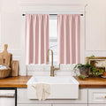 RYB HOME 100% Blackout Short Curtains for Small Window, Thermal Insulated Total Room Darkening Noise Reducing Curtains for Basement Bathroom Basement, 29 inches Wide by 45 inches Long, Baby Pink