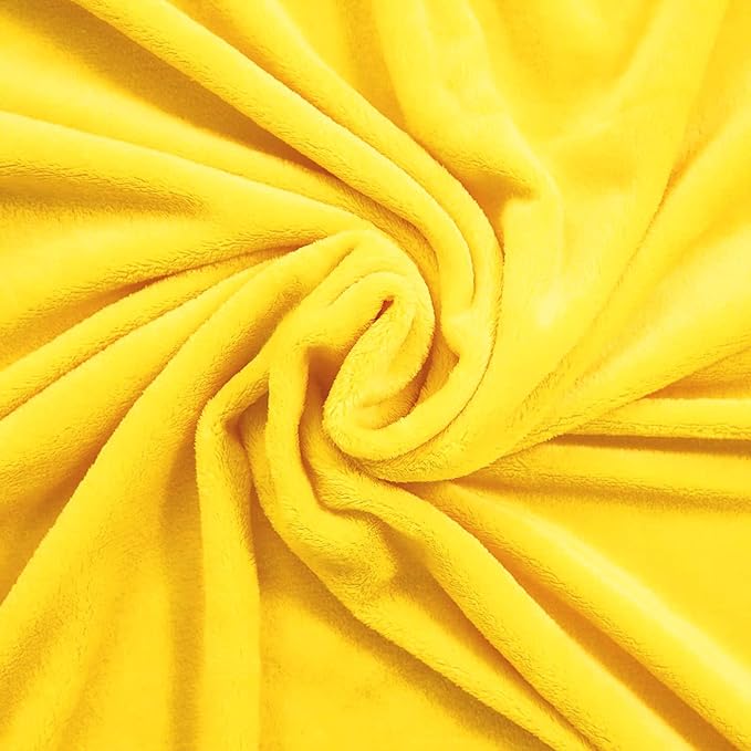 Exclusivo Mezcla Fleece Throw XL Blanket for Couch, Sofa, Super Soft and Warm Vibrant Yellow Blankets, All Season, Cozy, Plush, Lightweight, 50x70 Inches