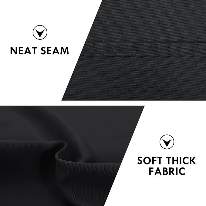 DWCN Blackout Curtains Thermal Insulated Energy Saving Bedroom and Kitchen Curtains Window Treatments, W 38 x L 45 Inch, Set of 2 Black Rod Pocket Drapes