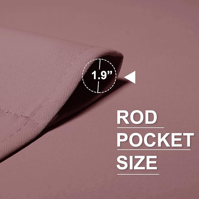 RYB HOME Blackout Curtains for Bedroom Living Room 63 inches Long, Thermal Insulated Privacy Rod Pocket Drapes for Nursery Office Home Theater, Width 42 by Length 63, Dusty Rose, 2 Panels