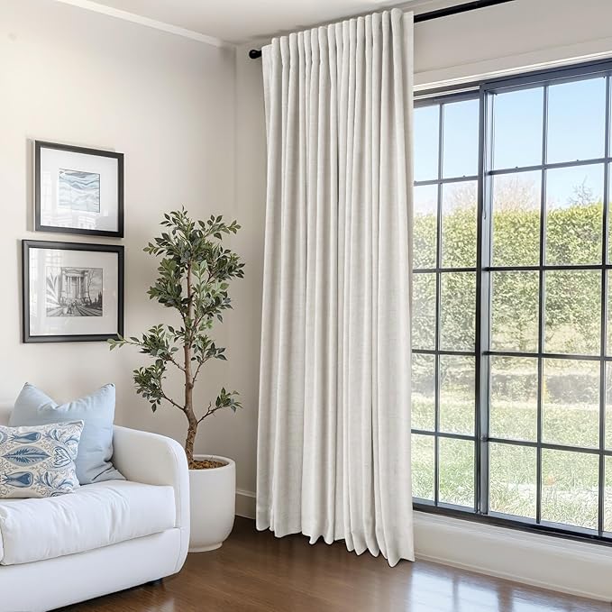 100% Blackout Shield Linen Blackout Curtains for Bedroom 84 Inches Long, Back Tab/Rod Pocket Living Room Drapes, Thermal Insulated Blackout Curtains 1 Panel Set, 100" W x 84" L, Beige