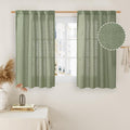 LAMIT Small Window Linen Curtains 45 Inches Long, Semi Sheer Light Filtering Panels Back Tab and Rod Pocket Drapes for Basement/Window/Kitchen, Sage Green, 2 Panels, 34 x 45 Inch