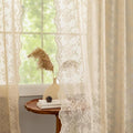YJ YANJUN Vintage Lace Curtains-Victorian Floral Sheer 80 inch Long Curtains for Closet Without Door Living Room Hallway Light Filtering Retro Closet Door Covering Ideas 1 Pair W52 X L80 Light Beige