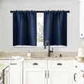 NICETOWN RV Blackout Curtains for Camper Windows, Kitchen Curtains, Short Blackout Curtains & Drapes, Thermal Insulated Rod Pocket Window Treatment Draperies for Nursery (Navy, 29" x 20", Set of 2)