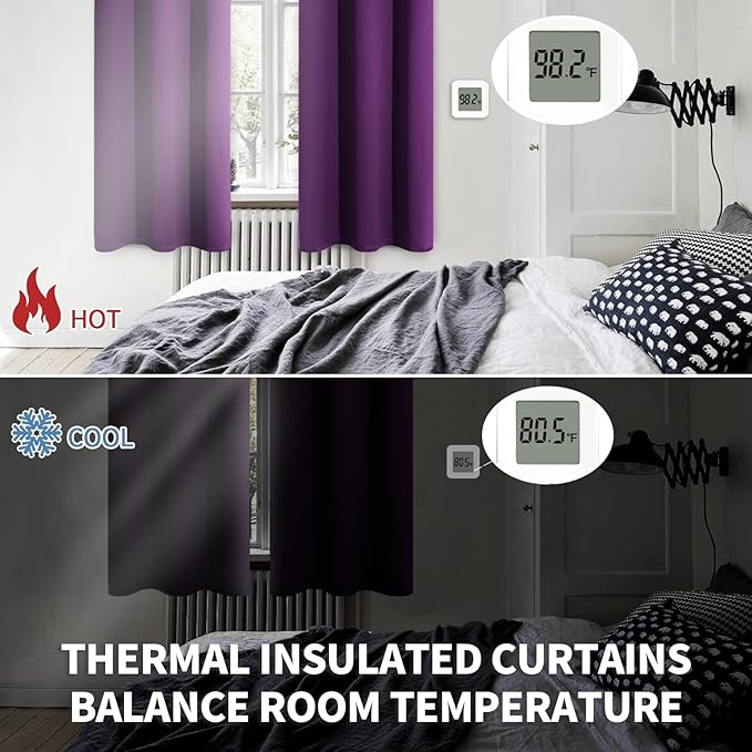 BGment Blackout Curtains - Grommet Thermal Insulated Room Darkening Bedroom and Living Room Curtains, Set of 2 Panels (52 x 108 Inch, Purple)