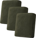 H.VERSAILTEX Velvet Stretch Couch Cushion Cover Plush Cushion Slipcover for Chair Loveseat Sofa Cushion Furniture Protector Seat Cushion Sofa Cover (3 Piece Sofa Cushion Covers, Olive)