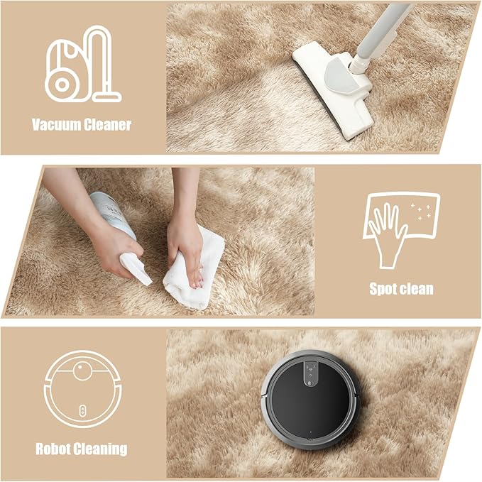 Ultra Soft Fluffy Area Rugs for Bedroom Living Room 10x14, Nursery Rug, Non-Slip Carpet for Kids Dorms Decor, Shaggy Bedside Rug, Mottling Beige