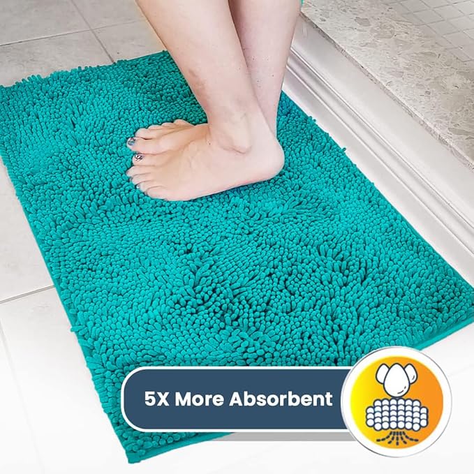 Muddy Mat® | Super Absorbent Door Mat Indoor, Microfiber Quick Dry Chenille Entryway Rug, Non-Slip Front Door Mat, Indoor Mats for Entryway, Machine Washable Pet Rug, Teal 24"x60"