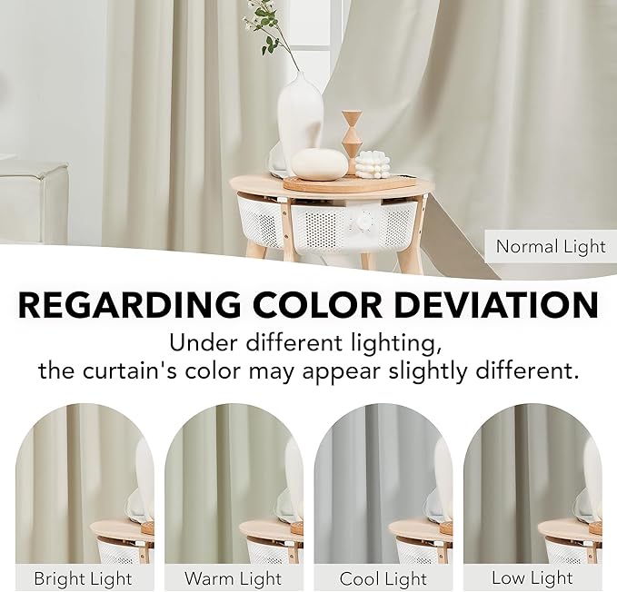 Deconovo Short Blackout Curtains for Small Windows Thermal Insulated Rod Pocket and Back Tab Curtains 42Wx45L Inch Light Beige 2 Panels
