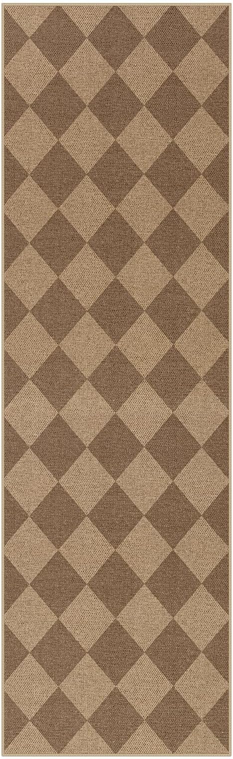 Lahome Checkered Easy Runner Rug, 2x8 Carpet Runners for Hallway 8ft Non Slip Washable Rug for Entryway Indoor, Checkerboard Nature Indoor Outdoor Carpet for Entry Laundry.