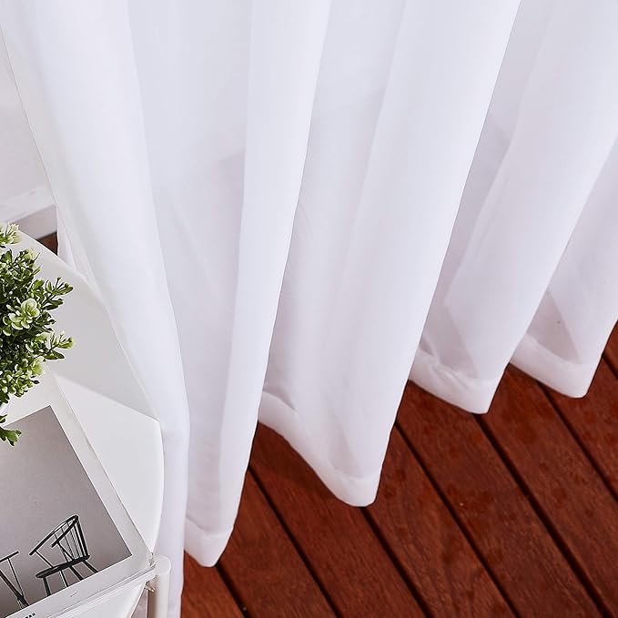 NICETOWN Voile Sheer Curtains for Windows, Grommet Elegant Airy Lightweight Textured Window Treatment for French Door/Bedroom/Living Room, White, W70 x L72, 1 Pair