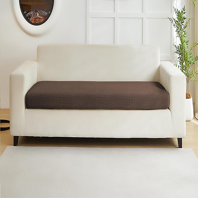 Couch Cushion Covers for Sofa Couch Covers Wear-Resistant Universal Sofa Cover Washable Stretch for Sectional Slipcovers (Texture-Brown,Large Double Seat Cover)