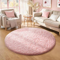Ophanie Pink Round Rug for Bedroom Girls, Kids Fluffy Kawaii Fuzzy Shag Circle Circular Area Rugs, Cute Plush Christmas Small Carpet 4Ft 4 Foot, for Teen Baby Nursery Home Living Room Decor Aesthetic