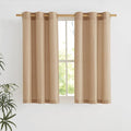 NICETOWN Camel Short Linen Curtains for Kitchen, Thick Flax Small Window Treatments Semi Sheer Privacy Assured with Light Through for Cafe/Bathroom, W42 x L48, 2 Panels