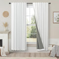 Black Out Curtains 63 Inch Long Small White Blackout Energy Saving Dining Room Darkening Curtain for Nursery Office Shabby Chic Faux Linen Kids Bedroom Curtains 63 Inch Length 2 Panels Back Tab Pocket