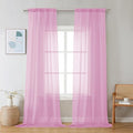 Chyhomenyc Pink Sheer Curtains 108 Inches Long - Light Filtering Voile Extra Long Panel Drapes for Floor to Ceiling Window, Elegant Soft Living Room Curtains, Each 42Wx108L Inch, 9FT, 2 Panels
