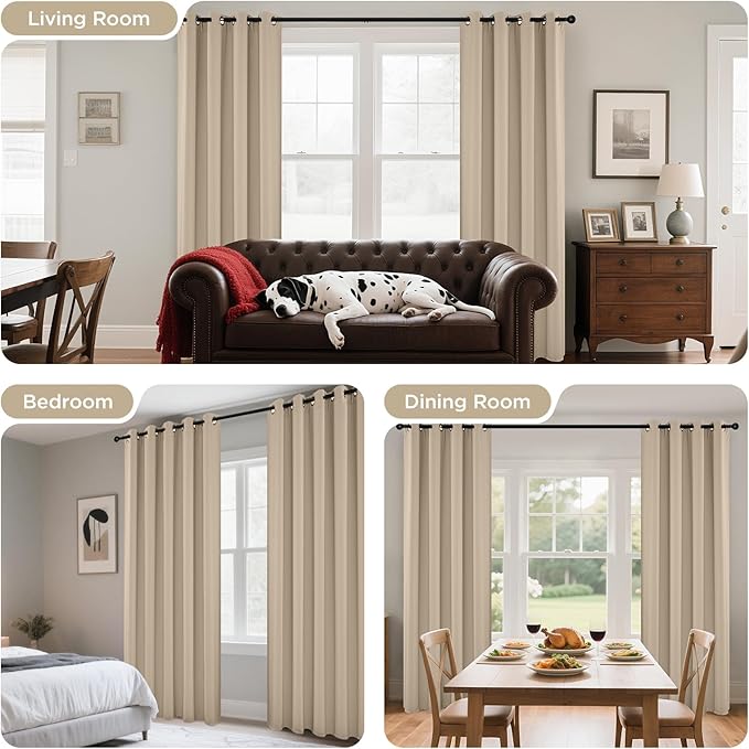 Joydeco Blackout Curtains 72 Inch Length 2 Panels Set, Thermal Insulated Long Drapes 2 Burg, Room Darkening Grommet Curtains for Living Room Bedroom Window