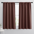 RYB HOME Short Blackout Curtains for Bedroom, Room Darkening Insulated Summer Heat Light UV Blocking Energy Saving Drapes for Nursery, Width 34 by Length 45, Chocolate Brown, Set of 2