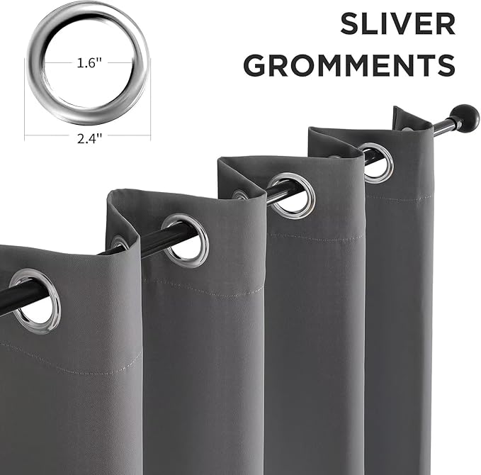 Joydeco Blackout Curtains 95 Inch Length 2 Panels Set, Thermal Insulated Long Curtains& Drapes 2 Burg, Room Darkening Grommet Drapes for Living Room Bedroom Window (Light Grey, W52 x L95 Inch,)
