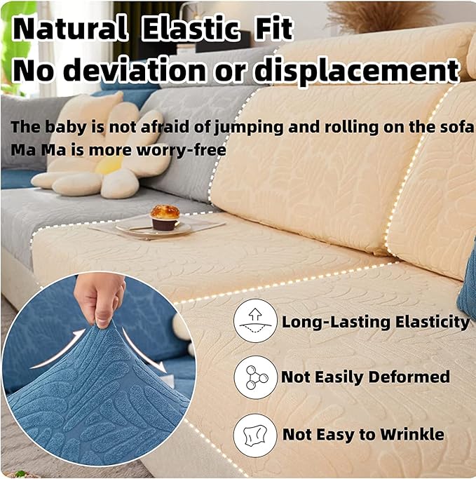 Couch Cushion Covers for Sofa Couch Covers Wear-Resistant Universal Sofa Cover Washable Stretch for Sectional Slipcovers (Texture-Blue,Back Cover M)