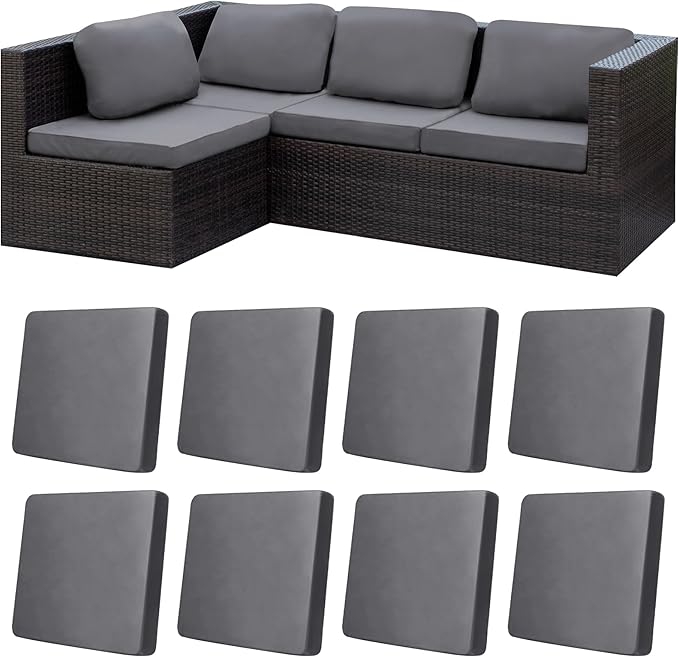 8Pcs Stretch Patio Cushion Covers,Outdoor Couch Covers Replacement,Outdoor Couch & Sofa Slipcovers,for Patio Furniture Cushion Covers,Washable Reusable Furniture Protector (Gray, Cover Only)
