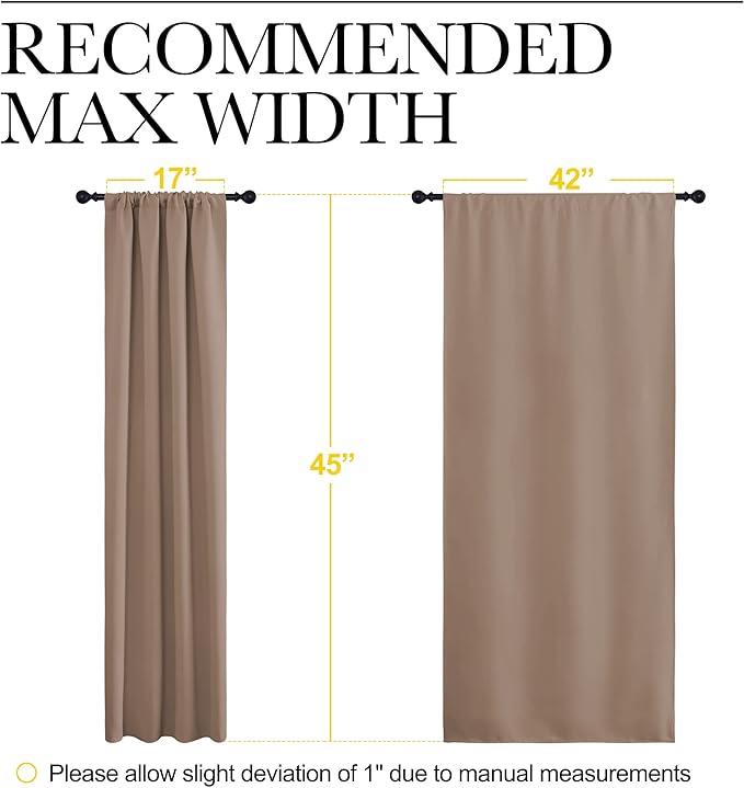 NICETOWN Kitchen Window Blackout Curtains - Window Treatment Thermal Insulated Rod Pocket Blackout Draperies/Drapes for Bedroom/Kitchen (Tan=Cappuccino, Set of 2, 42 inches Wide by 45 inches Long)