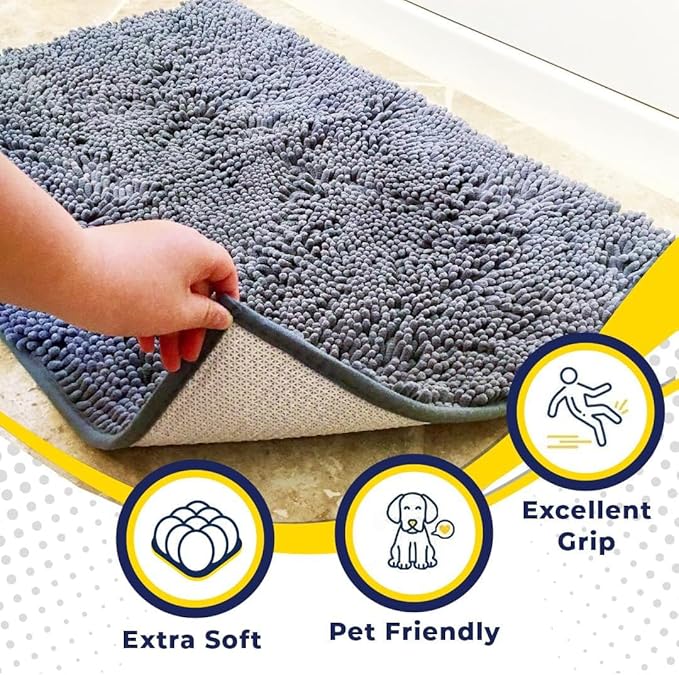 Muddy Mat® | Super Absorbent Door Mat Indoor, Microfiber Quick Dry Chenille Entryway Rug, Non-Slip Front Door Mat, Indoor Mats for Entryway, Machine Washable Pet Rug, Baby Blue 24"X36"
