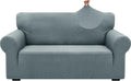 ZNSAYOTX 1 Piece Jacquard Couch Covers for 2 Cushion Couch High Stretch Loveseat Slipcover for Pets Dogs Anti Slip Love Seat Sofa Slipcover Furniture Protector (Medium, New Pattern Light Grey)