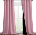 NICETOWN 100% Blackout Blinds, Set of 2, 46 inches x 96 inches, Laundry Room Decor Window Treatment Curtains for Large Patio Sliding Door, Thermal Insulated Crystal Pink Curtains for Bedroom