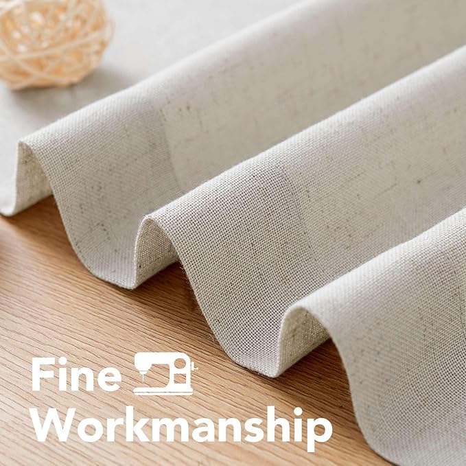 H.VERSAILTEX Living Room Linen Curtains - Semi Sheer, Nickel Grommet, Energy Saving, Light Filtering Window Treatments - Pale Oak, 2 Panels, 52 x 84 Inch