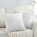 Fancy Homi 2 Packs White Samll Decorative Throw Pillow Covers 12x12 Inch with for Couch Bed Sofa, Rustic Farmhouse Boho Home Decor, Soft Corss Patchwork Corduroy Square Cushion Case 30x30 cm