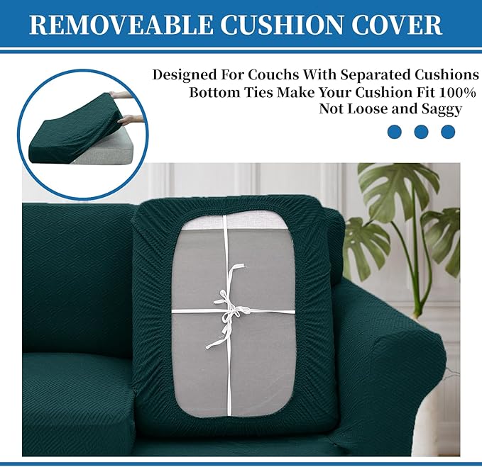 XINEAGE 2026 New 4 Pieces Extra Large Couch Covers for 3 Cushion Sofa Super Stretch Sofa Cover for 3 Large Seat Cushion Universal Slip Cover for Living Room (Blackish Green), 91"-110"(3 Cushions)