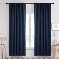 Deconovo Solid Back Tab Curtains Blackout Curtains Thermal Insulated Drapes and Curtains Room Darkening Curtains for Bedroom 52Wx95L Inch Navy Blue 1 Set