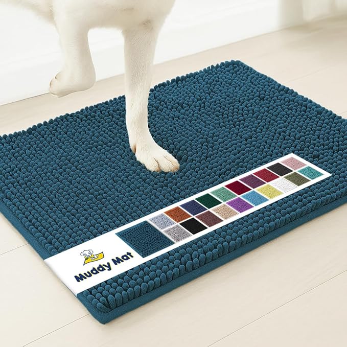 Muddy Mat® | Super Absorbent Door Mat Indoor, Microfiber Quick Dry Chenille Entryway Rug, Non-Slip Front Door Mat, Indoor Mats for Entryway, Machine Washable Pet Rug, Atlantic Blue 5ft x 7ft